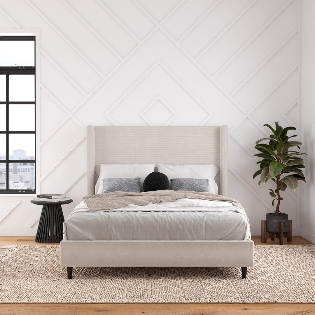 Ana Upholstered Wingback Bed